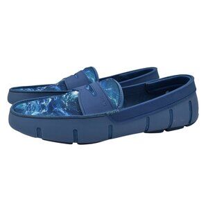 SWIMS Mens Size 13 Printed Slip On Ensign Blue Penny Loafers Shoes